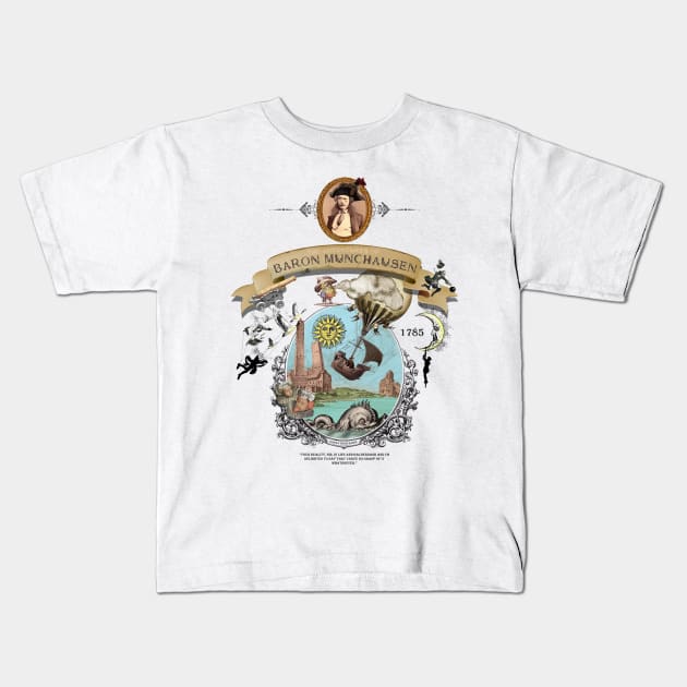 Baron Munchausen Kids T-Shirt by ThinkMossGraphics